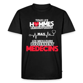 Humour médecin marrant cadeau original médecine - T-shirt Premium bio Homme - noir - Devant - Nico (187cm)