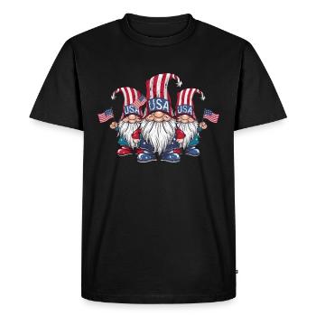 Gnomes patriotiques américains avec drapeau américain - T-shirt Premium bio Homme - noir - Devant - Nico (187cm)