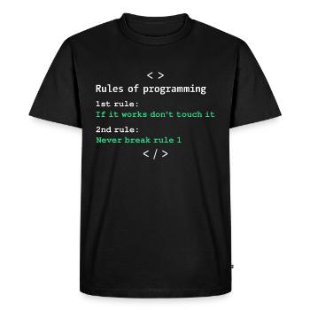 Rules of programming - Men's Premium Organic T-Shirt - black - Front - Nico (187cm)