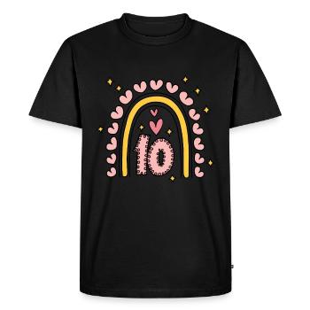 Mignon 10e anniversaire coeur et arc-en-ciel design - T-shirt Premium bio Homme - noir - Devant - Nico (187cm)