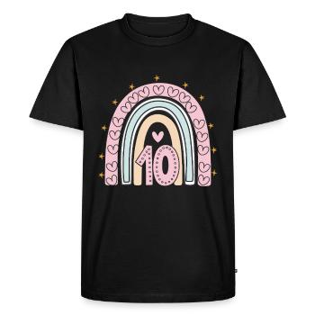 Mignon 10e anniversaire coeur et arc-en-ciel design - T-shirt Premium bio Homme - noir - Devant - Nico (187cm)