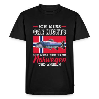 Norway Fishing Saying Funny Design - Men's Premium Organic T-Shirt - black - Front - Nico (187cm)