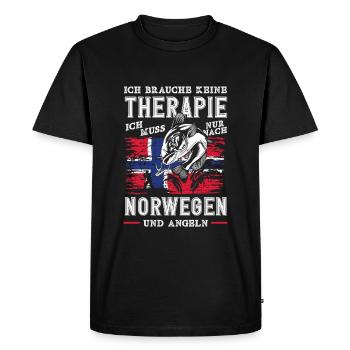 Norway Fishing Saying Funny Design - Men's Premium Organic T-Shirt - black - Front - Nico (187cm)