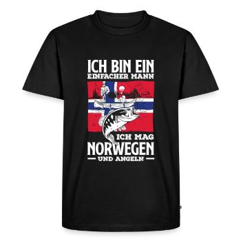 Norway Fishing Saying Funny Design - Men's Premium Organic T-Shirt - black - Front - Nico (187cm)