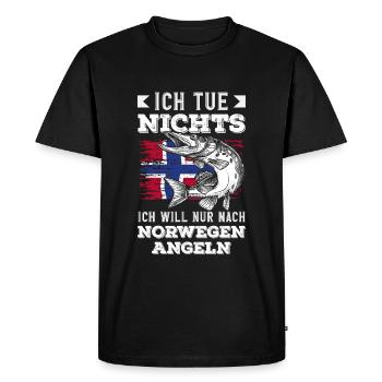 Norway Fishing Saying Funny Design - Men's Premium Organic T-Shirt - black - Front - Nico (187cm)