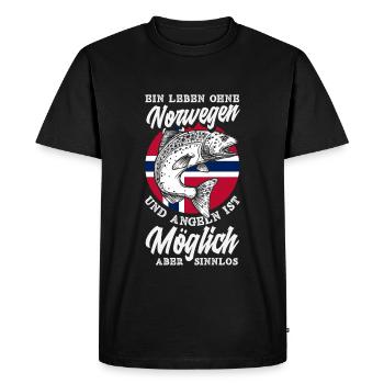 Norway Fishing Saying Funny Design - Men's Premium Organic T-Shirt - black - Front - Nico (187cm)