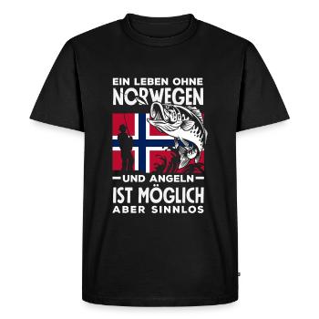 Norway Fishing Saying Funny Design - Men's Premium Organic T-Shirt - black - Front - Nico (187cm)