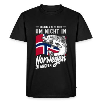 Norway Fishing Saying Funny Design - Men's Premium Organic T-Shirt - black - Front - Nico (187cm)