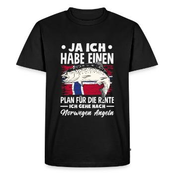 Norway Fishing Saying Funny Design - Men's Premium Organic T-Shirt - black - Front - Nico (187cm)