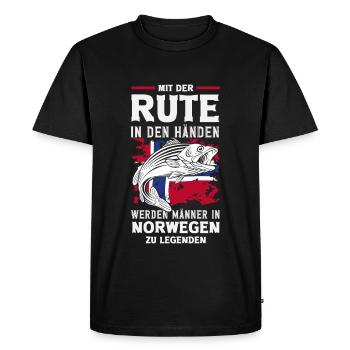 Norway Fishing Saying Funny Design - Men's Premium Organic T-Shirt - black - Front - Nico (187cm)