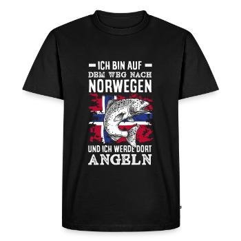 Norway Fishing Saying Funny Design - Men's Premium Organic T-Shirt - black - Front - Nico (187cm)