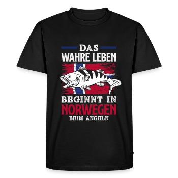Norway Fishing Saying Funny Design - Men's Premium Organic T-Shirt - black - Front - Nico (187cm)
