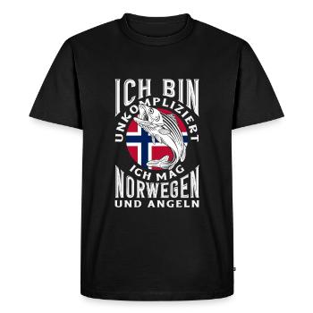 Norway Fishing Saying Funny Design - Men's Premium Organic T-Shirt - black - Front - Nico (187cm)