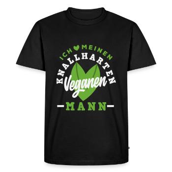 Attention Je suis végétalien Drôle Cadeau végétalien - T-shirt Premium bio Homme - noir - Devant - Nico (187cm)