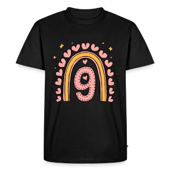 Coeur mignon du 9e anniversaire et design arc-en-ciel - T-shirt Premium bio Homme - noir - Devant - Nico (187cm)