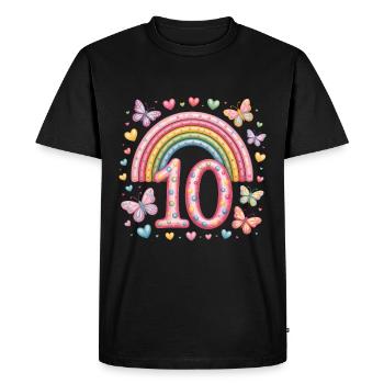 Rainbow Butterfly 10th Birthday Girl - Men's Premium Organic T-Shirt - black - Front - Nico (187cm)