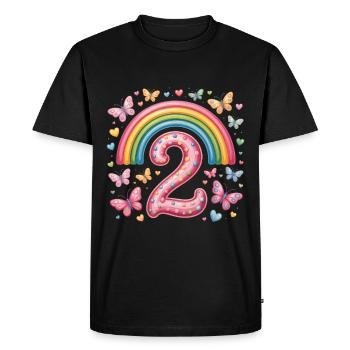 Papillon arc-en-ciel 2e anniversaire fille - T-shirt Premium bio Homme - noir - Devant - Nico (187cm)