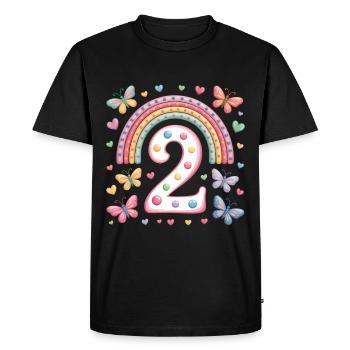 Papillon arc-en-ciel 2e anniversaire fille - T-shirt Premium bio Homme - noir - Devant - Nico (187cm)