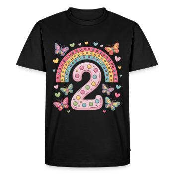 Papillon arc-en-ciel 2e anniversaire fille - T-shirt Premium bio Homme - noir - Devant - Nico (187cm)