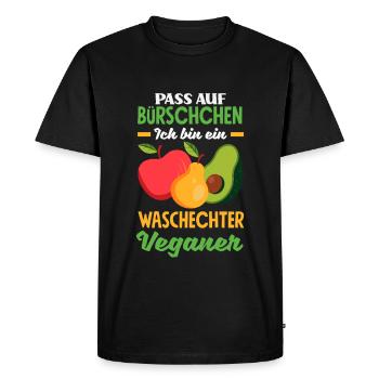 Attention Je suis végétalien Drôle Cadeau végétalien - T-shirt Premium bio Homme - noir - Devant - Nico (187cm)