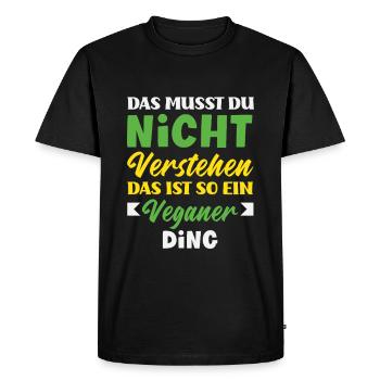 Attention Je suis végétalien Drôle Cadeau végétalien - T-shirt Premium bio Homme - noir - Devant - Nico (187cm)
