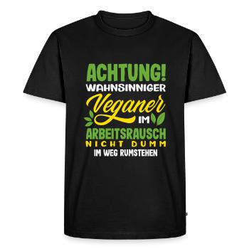 Attention Je suis végétalien Drôle Cadeau végétalien - T-shirt Premium bio Homme - noir - Devant - Nico (187cm)