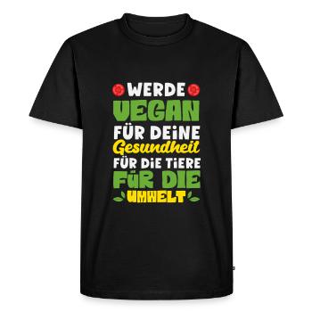 Attention Je suis végétalien Drôle Cadeau végétalien - T-shirt Premium bio Homme - noir - Devant - Nico (187cm)