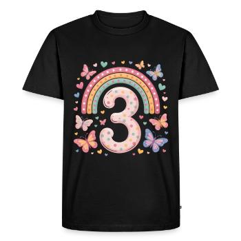 Rainbow Butterfly 3rd Birthday Girl - Men's Premium Organic T-Shirt - black - Front - Nico (187cm)