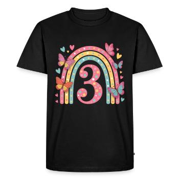 Rainbow Butterfly 3rd Birthday Girl - Men's Premium Organic T-Shirt - black - Front - Nico (187cm)