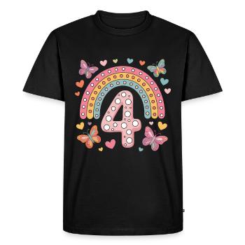 Rainbow Butterfly 4th Birthday Girl - Men's Premium Organic T-Shirt - black - Front - Nico (187cm)