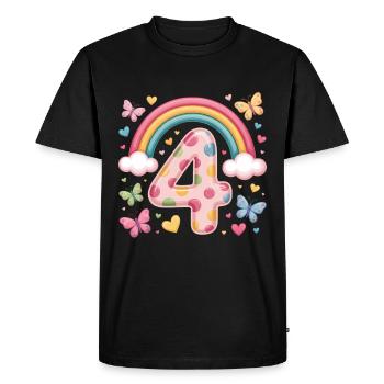 Rainbow Butterfly 4th Birthday Girl - Men's Premium Organic T-Shirt - black - Front - Nico (187cm)