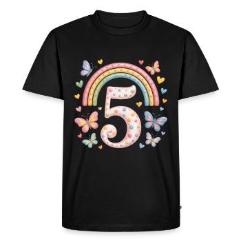 Rainbow Butterfly 5th Birthday Girl - Men's Premium Organic T-Shirt - black - Front - Nico (187cm)