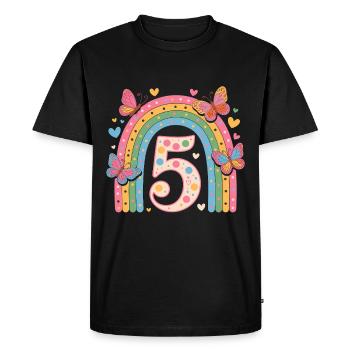 Rainbow Butterfly 5th Birthday Girl - Men's Premium Organic T-Shirt - black - Front - Nico (187cm)