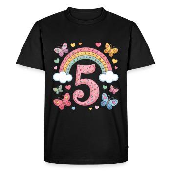 Rainbow Butterfly 5th Birthday Girl - Men's Premium Organic T-Shirt - black - Front - Nico (187cm)
