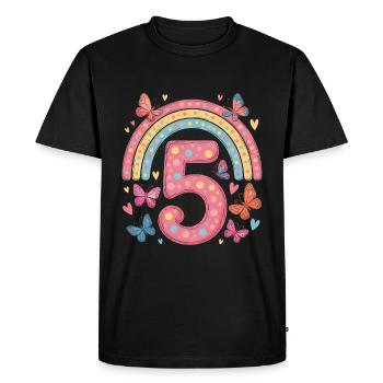 Rainbow Butterfly 5th Birthday Girl - Men's Premium Organic T-Shirt - black - Front - Nico (187cm)