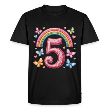 Rainbow Butterfly 5th Birthday Girl - Men's Premium Organic T-Shirt - black - Front - Nico (187cm)
