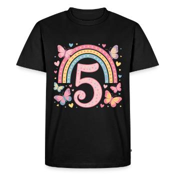 Rainbow Butterfly 5th Birthday Girl - Men's Premium Organic T-Shirt - black - Front - Nico (187cm)
