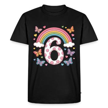 Rainbow Butterfly 6th Birthday Girl - Men's Premium Organic T-Shirt - black - Front - Nico (187cm)