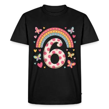 Rainbow Butterfly 6th Birthday Girl - Men's Premium Organic T-Shirt - black - Front - Nico (187cm)