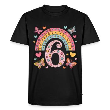 Rainbow Butterfly 6th Birthday Girl - Men's Premium Organic T-Shirt - black - Front - Nico (187cm)