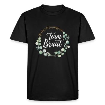 Équipe Mariée Demoiselles d’honneur Eucalyptus Enterrement de vie de garçon Mariage - T-shirt Premium bio Homme - noir - Devant - Nico (187cm)