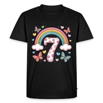 Rainbow Butterfly 7th Birthday Girl - Men's Premium Organic T-Shirt - black - Front - Nico (187cm)