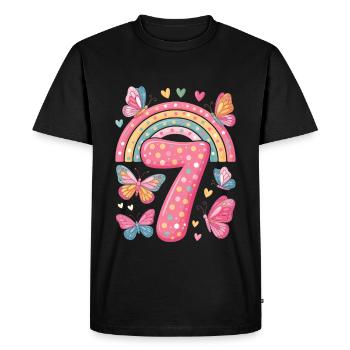 Rainbow Butterfly 7th Birthday Girl - Men's Premium Organic T-Shirt - black - Front - Nico (187cm)