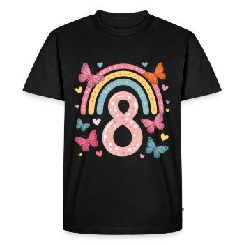 Rainbow Butterfly 8th Birthday Girl - Men's Premium Organic T-Shirt - black - Front - Nico (187cm)