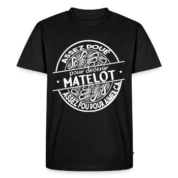 Homme doué fou matelot. Cadeau humour marin mer - T-shirt Premium bio Homme - noir - Devant - Nico (187cm)