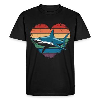 Retro Vintage Hammerhead Shark Ocean Divers Gifts - Men's Premium Organic T-Shirt - black - Front - Nico (187cm)