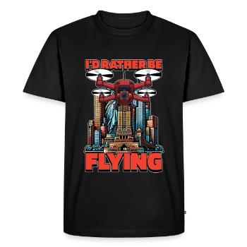 Passionné de drones, je préférerais voler dans l’aviation - T-shirt Premium bio Homme - noir - Devant - Nico (187cm)