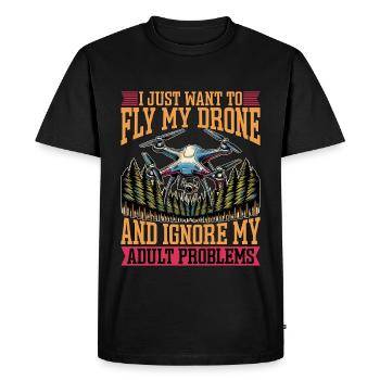 Passionné de drones, je veux juste voler opérateur de drone - T-shirt Premium bio Homme - noir - Devant - Nico (187cm)