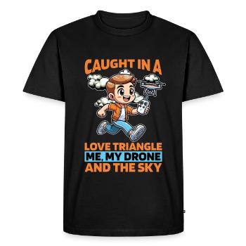Un passionné de drones pris dans un drone volant pour l’aviation - T-shirt Premium bio Homme - noir - Devant - Nico (187cm)