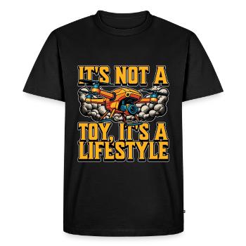 Passionné de drones Ce n’est pas un jouet Aime le vol de drones - T-shirt Premium bio Homme - noir - Devant - Nico (187cm)